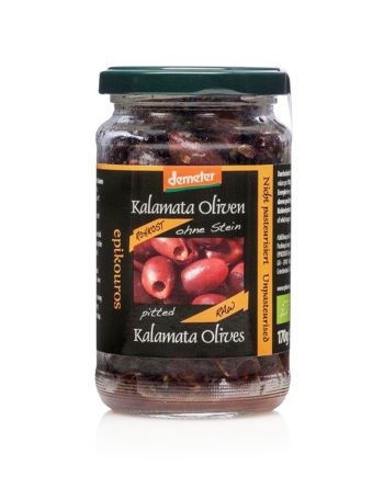 Kalamata oliven, biodynamiske og RAW, u/sten, 170 gram