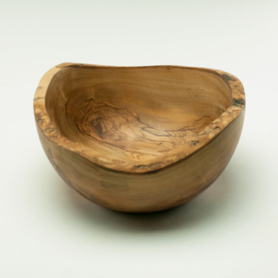 Rustik rund skål i oliventræ - 16 cm diameter
