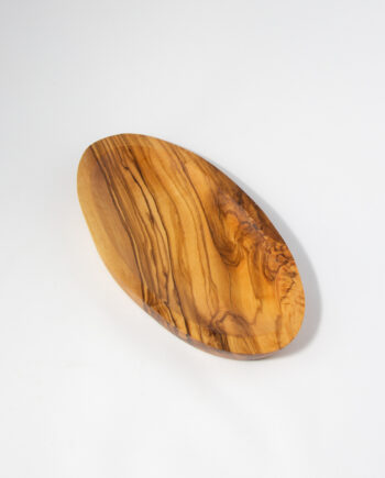 Elegant ovalt fad i oliventræ - 12 x 19 cm