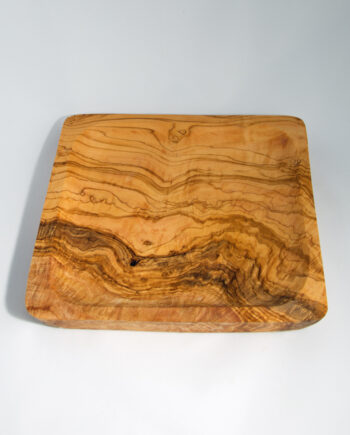 Elegant kvadratisk fad i oliventræ, 20 x 20 cm