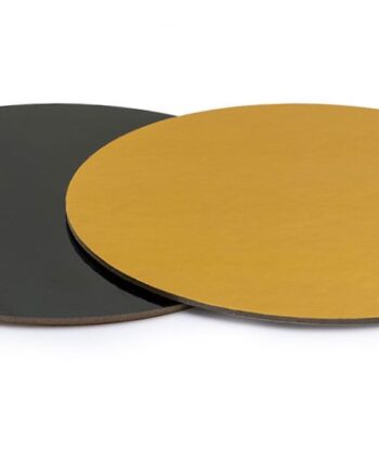 Runde kageplader i guld/sort - Ø40cm (3 stk) til tilbudspris!