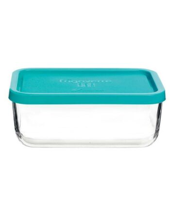 Hormonvenlig Glasskål Rektangulær med Blå Låg - Mealprep