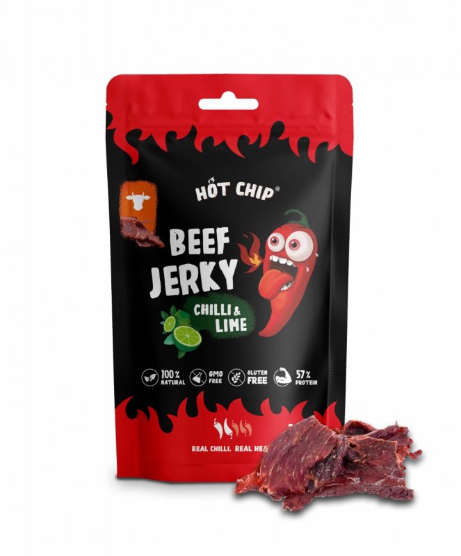 Hot Chip Beef Jerky med Chili & Lime - Snacks til salg!