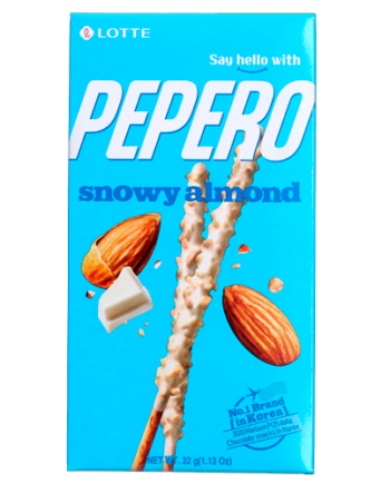 Pepero Snowy Almond - Lækker kiksestang med hvid chokolade