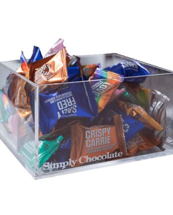 Simply Chocolate - Akrylkasse med Flowpacks - 100 stk.