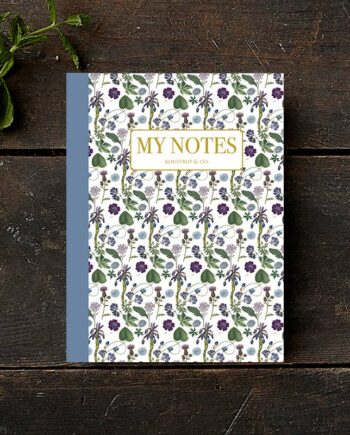 Noteshæfte | Blå blomstermønster