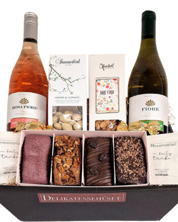 'Bare fordi' kurv med brownies og sparkling wine