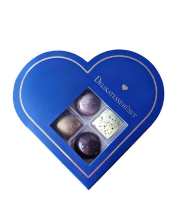 Blå Hjerte gaveæske med 4 chokolader