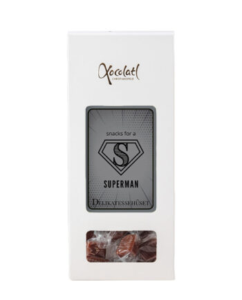 Karameller i æske - vælg variant - Superman - grå