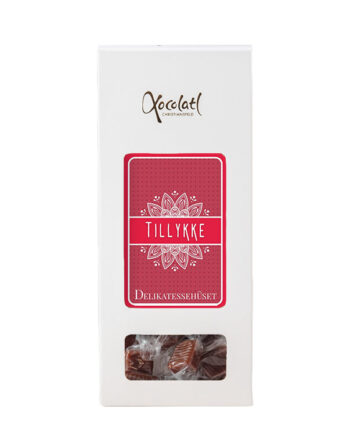 Karameller i æske - vælg variant - Tillykke - rød