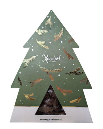 Grøn juletræsæske med orangemandler, Xocolatl [DATO]