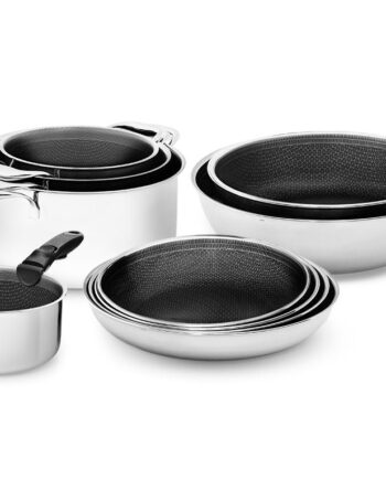 Handleless 10-pcs mixed cookware set with detachable handle