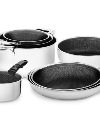 Handleless 8-pcs mixed cookware set with detachable handle