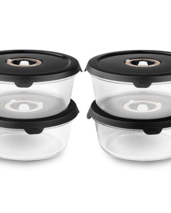 Rund vakuum glasbeholder  -  1400ml sæt - 4 stk