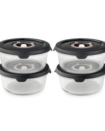 Rund vakuum glasbeholder  -  635ml sæt - 4 stk