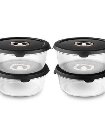 Rund vakuum glasbeholder  -  930ml sæt - 4 stk