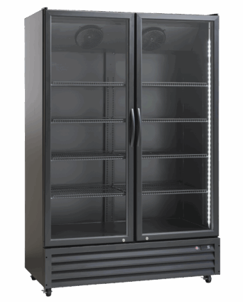 Displaykøleskab - 2 låger - 1100 liter - sort