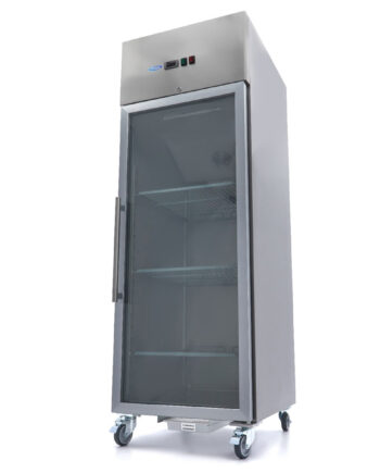 Fryser - 600L - 3 justerbare hylder (2/1GN) - Rustfrit stål - med glasdør
